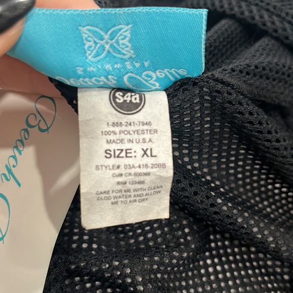 Beach Belle Swimwear Black Mesh Cover Up Dress, Size XL - Picture 4 of 5